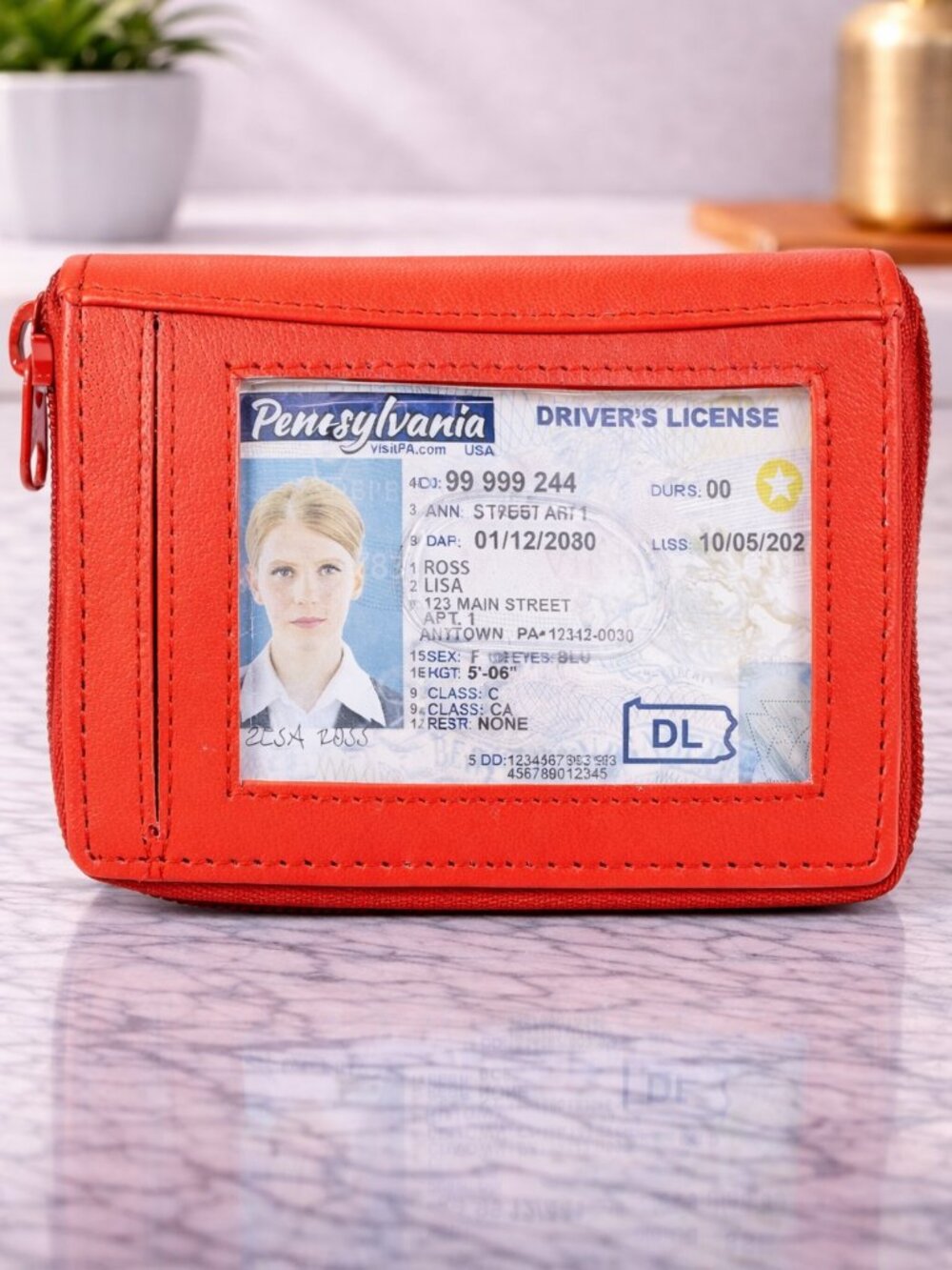 Genuine Leather Women Palm Wallet with RFID Blocking